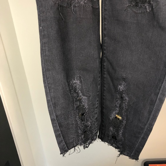 Judy Blue Black Mid-Rise Skinny Distressed Leopard Print Patch 15/32 NWT Stretch - Picture 6 of 8